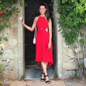 Halston Heritage red cutout dress